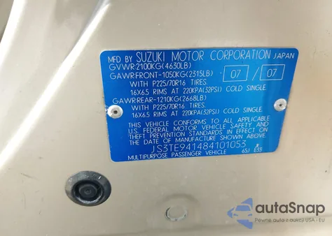 2008 Suzuki Grand Vitara Appearance/Appearance + z USA, uszkodzony, nr VIN JS3TE941484101053